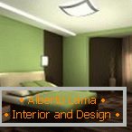 La combinaison du vert et du marron à l'intérieur de la chambre
