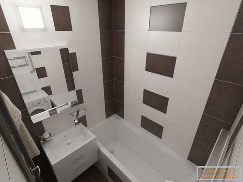Une petite salle de bain décorée de carrelage blanc et marron