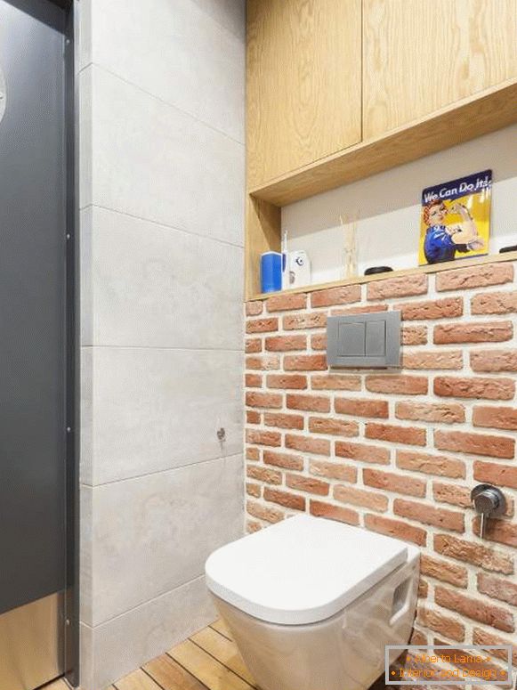 Conception d'une petite toilette - photo dans le style d'un loft