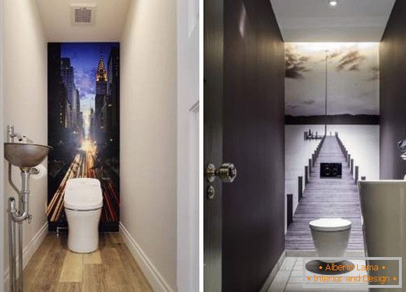 Belle toilette intérieure - photo avec papiers peints dans la chambre