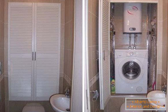 WC design avec machine à laver - photo du meuble au dessus des toilettes
