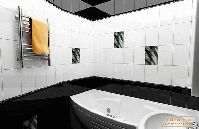 Salle de bain avec intérieur noir et blanc