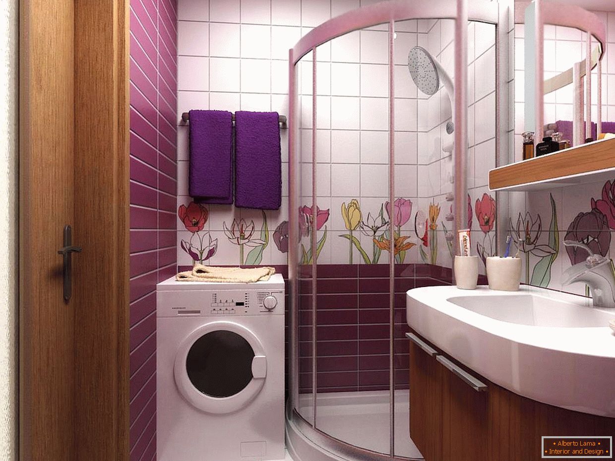 Décor de salle de bain violet