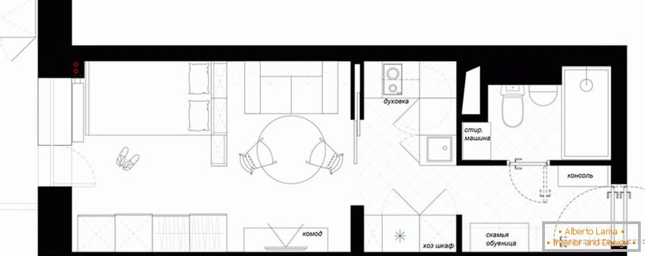 Plan d'aménagement des meubles en studio