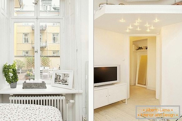Intérieur d'une chambre confortable et d'un appartement en Suède