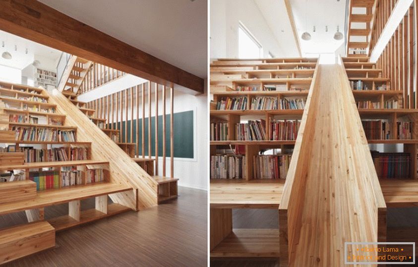 Bibliothèque d'escalier inhabituelle