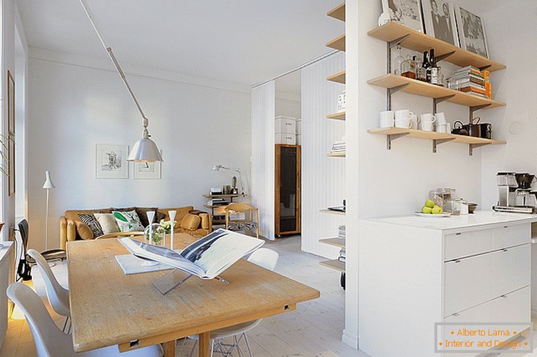 Salle à manger de petits appartements de luxe en Suède