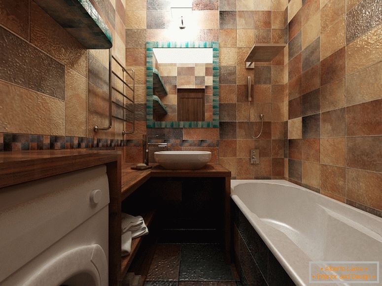 Élégante salle de bain en bronze