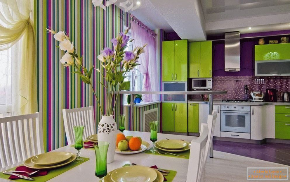 Design de cuisine verte et violette