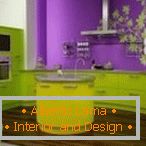 Design de cuisine verte et violette élégante