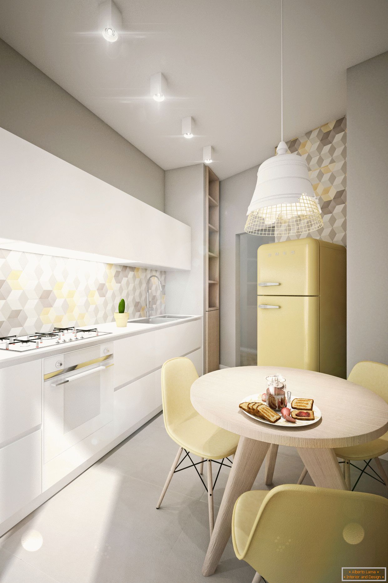 Appartement design aux couleurs pastel: cuisine