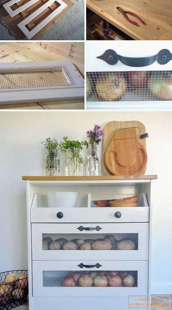 Cabinet pour stocker les légumes dans la cuisine de leurs propres mains