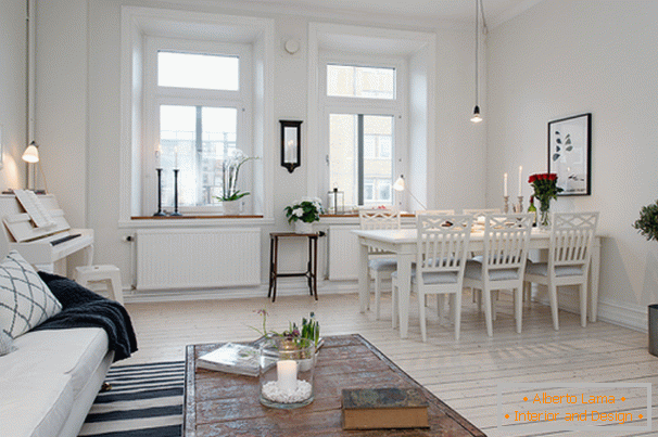 Appartements de salon et salle à manger de style scandinave à Göteborg
