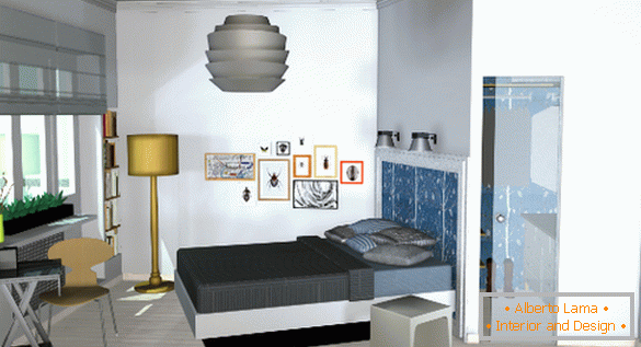 Intérieur d'un petit appartement: une chambre avec dressing