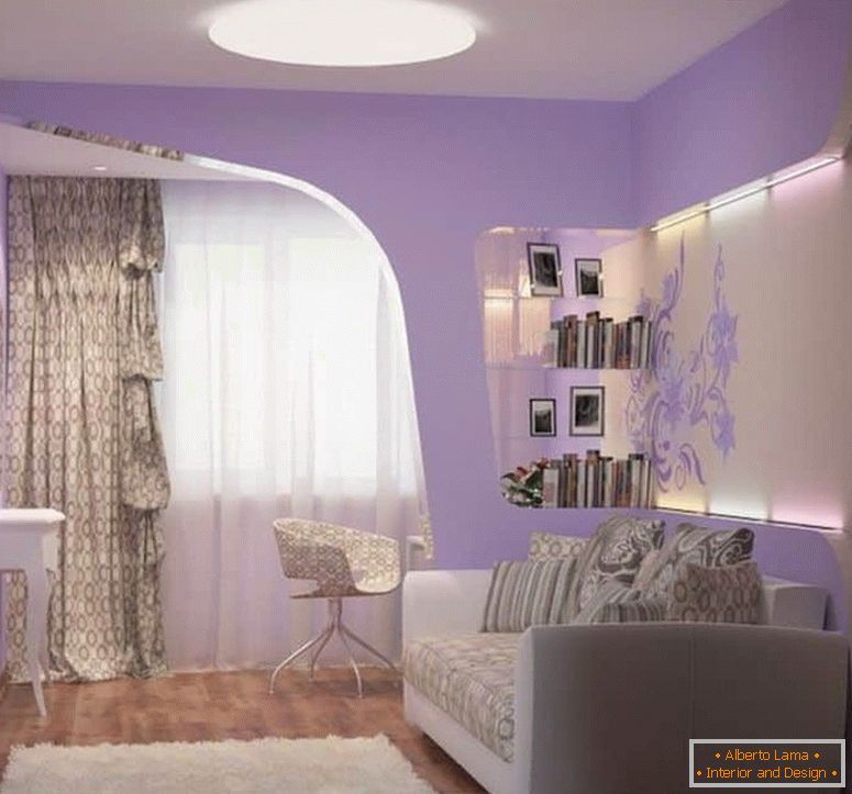 Canapé pliant avec chambre lilas