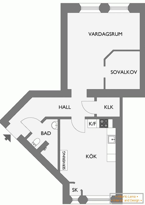 Disposition d'un appartement avec une petite chambre