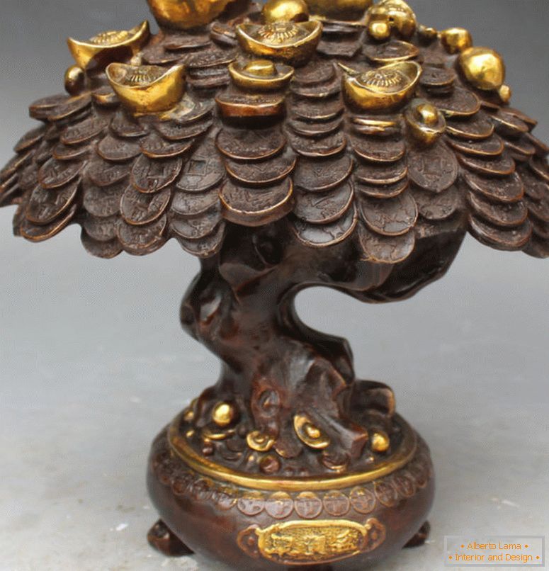 10-chinois-bronze-cochon-feng shui-laki-richesse-argent-yuanbao-coin-arbre-sculpture