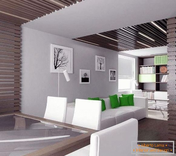 Intérieur d'une petite salle dans une maison privée dans un style minimaliste moderne