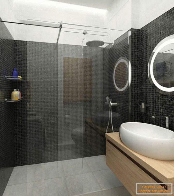 Salle de bain d'un petit studio à Novossibirsk