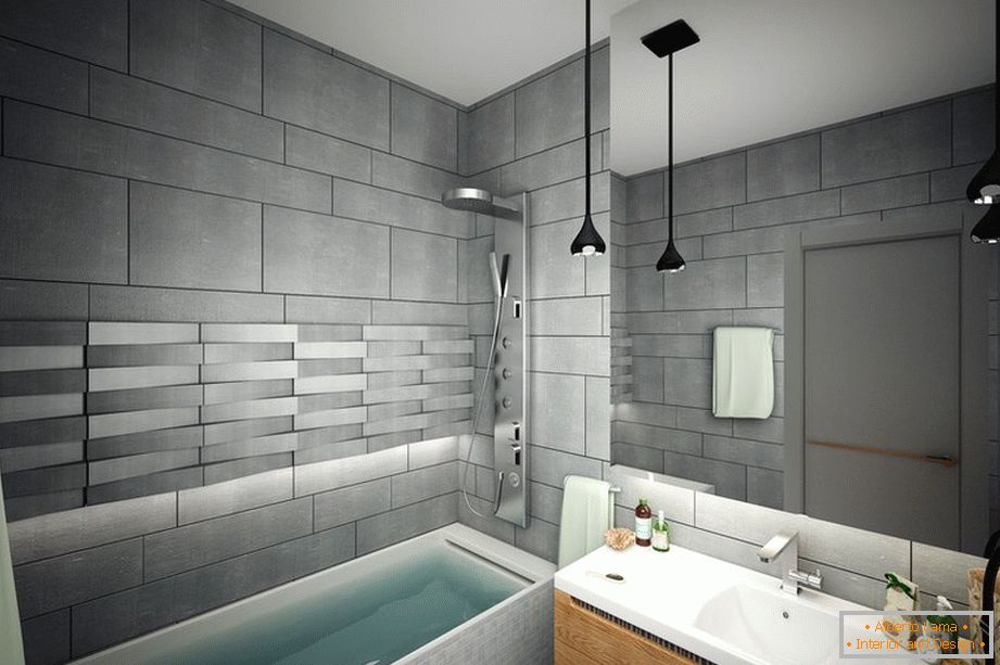 Murs gris dans la salle de bains