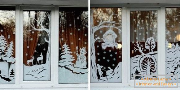 Nous décorons les fenêtres pour la nouvelle année avec beaucoup de goût