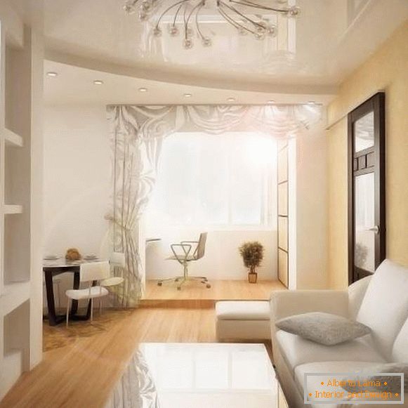 Design d'un appartement d'une chambre avec balcon