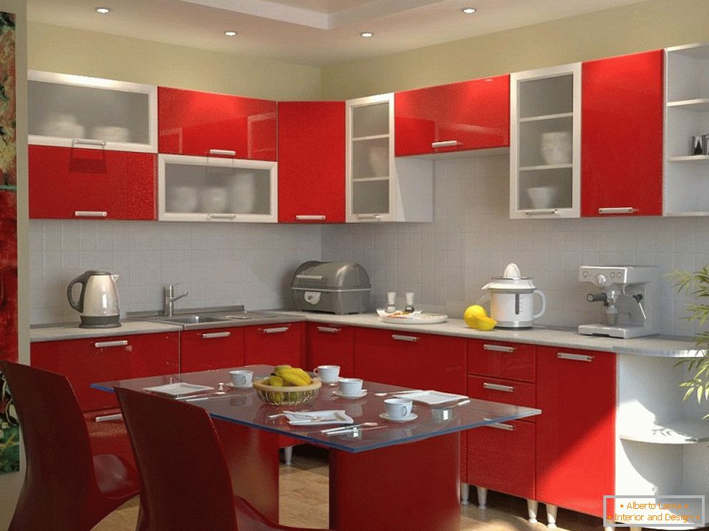 Meubles de cuisine à façade rouge