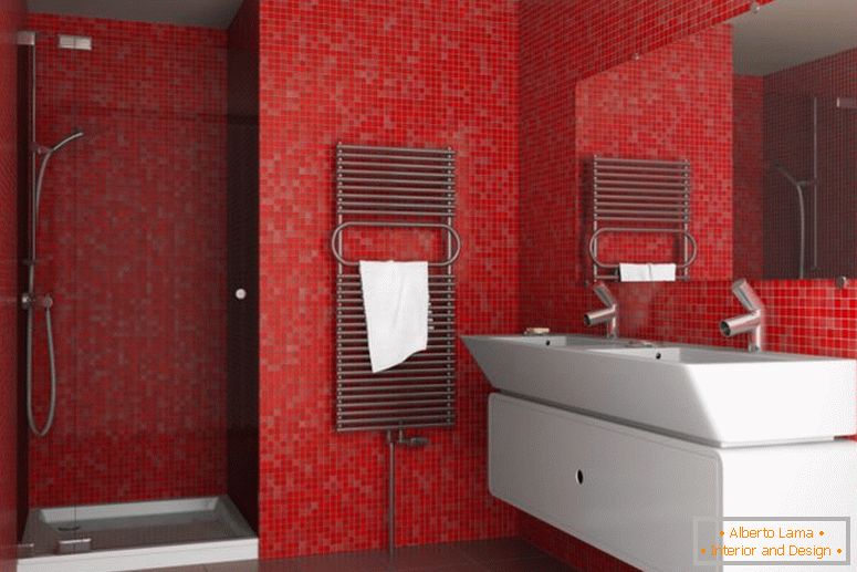 idées de salle de bain rouge