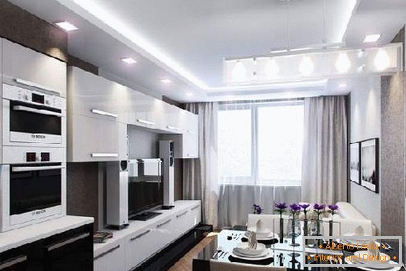 Salon de cuisine rectangulaire 20 m² design, photo 18