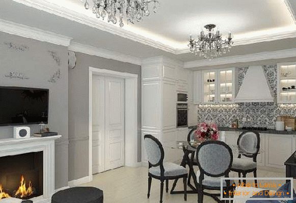 Le design intérieur de la cuisine du salon est de 20 m2, photo 31