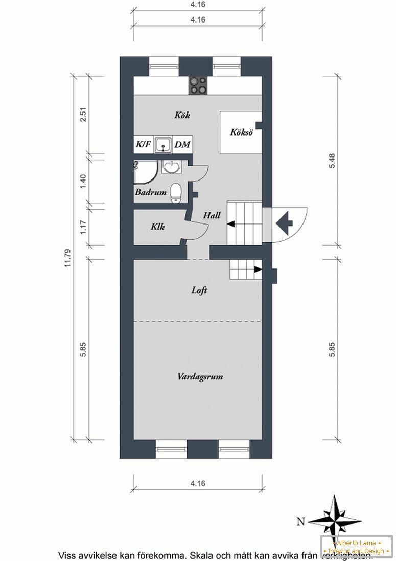 Le schéma du projet d'un appartement à Stockholm