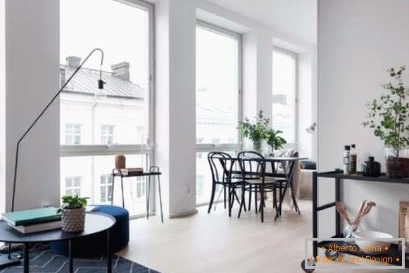 Conception d'un petit studio de 30 m2 - photo d'un salon et d'une salle à manger