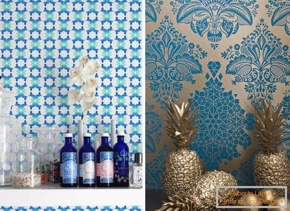 Papier peint à la mode pour les murs de 2016 - une photo en bleu