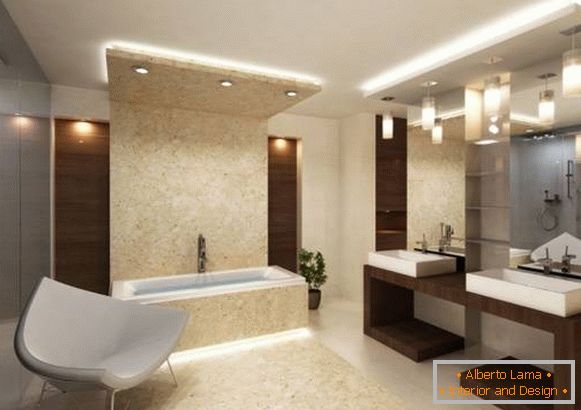 Bel éclairage et éclairage dans le design de la salle de bain