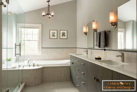 Design de salle de bain 2015: éclairages et gris