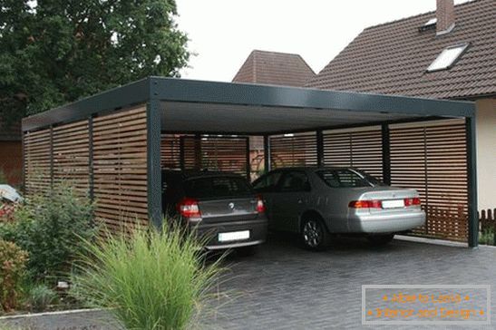Hangars pour voitures en polycarbonate avec cadre en bois, photo 2