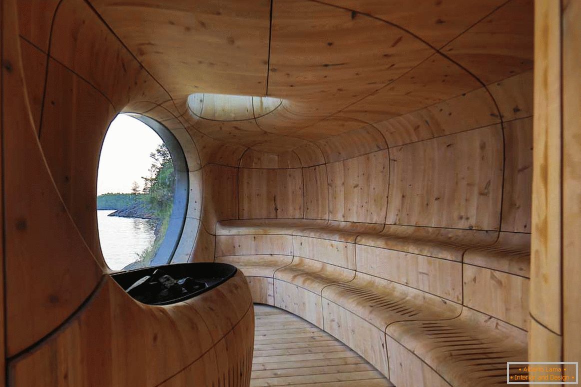 Le siège de la fenêtre dans le sauna de l'atelier PARTISANS