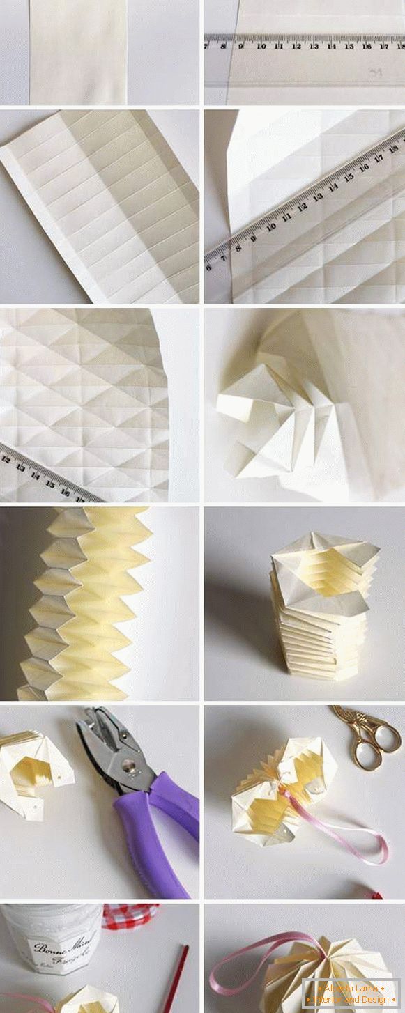 Boules en origami pour la nouvelle année 2017 de leurs propres mains