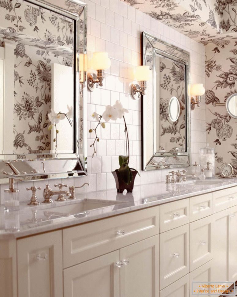charbon-blanc-floral-papier peint-salle de bain-hyde-evans-design
