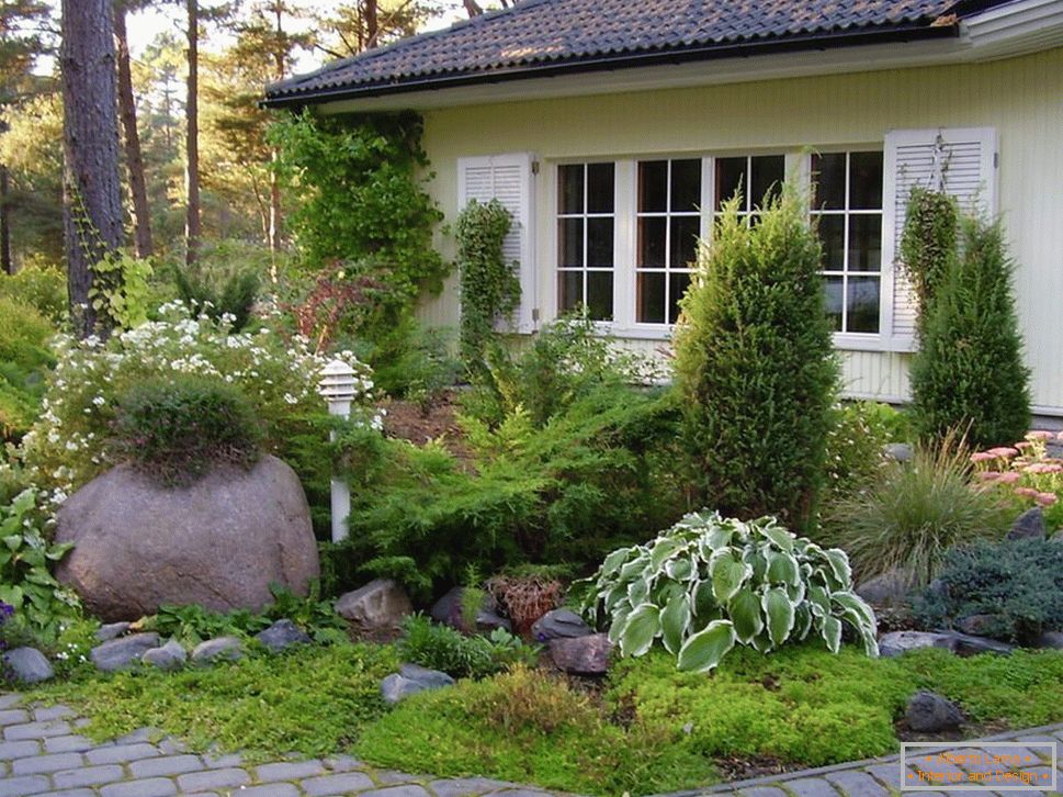 Jardin devant la maison de style japonais