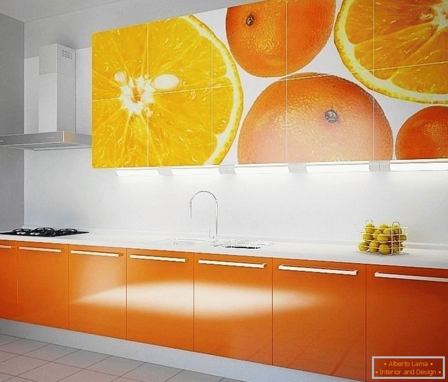 Façades orange de la cuisine