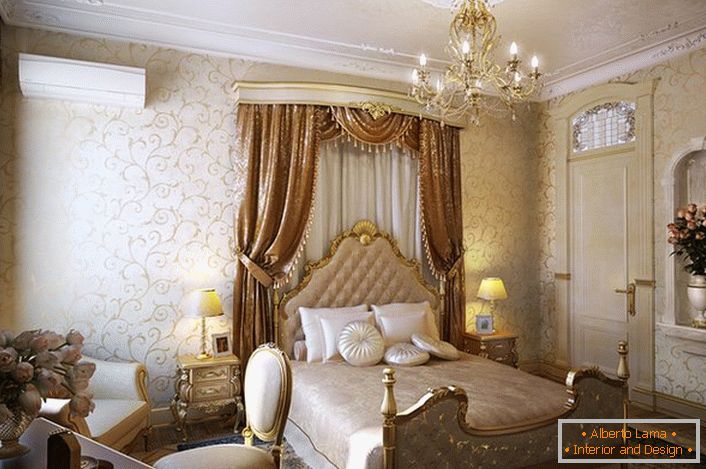 Seul un mobilier bien choisi, comme dans cette chambre, peut devenir un exemple frappant du style baroque.