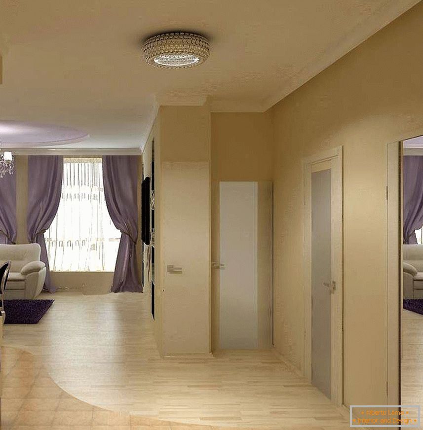 Plafond lumineux dans le salon-couloir