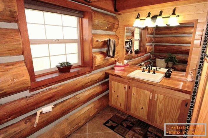 Salle de bain dans la maison en bois
