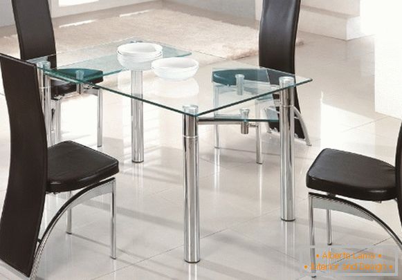table à manger plianteсо стеклянной столешницей