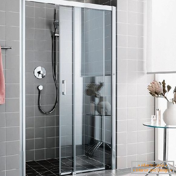 portes de douche, verre, coulissant, photo 4