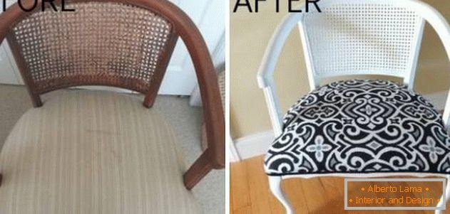 Réparation d'une vieille chaise avec un dossier