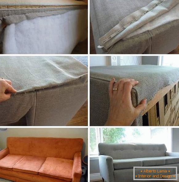 Réparation et restauration de meubles rembourrés - une partie du canapé