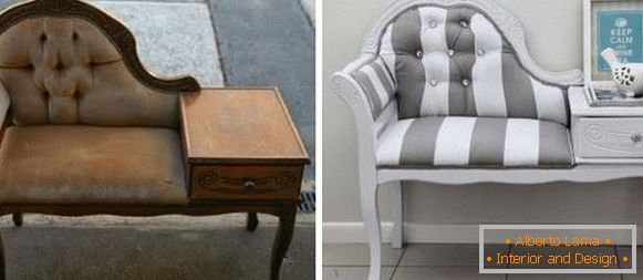 Réparation et rembourrage de meubles rembourrés avant et après