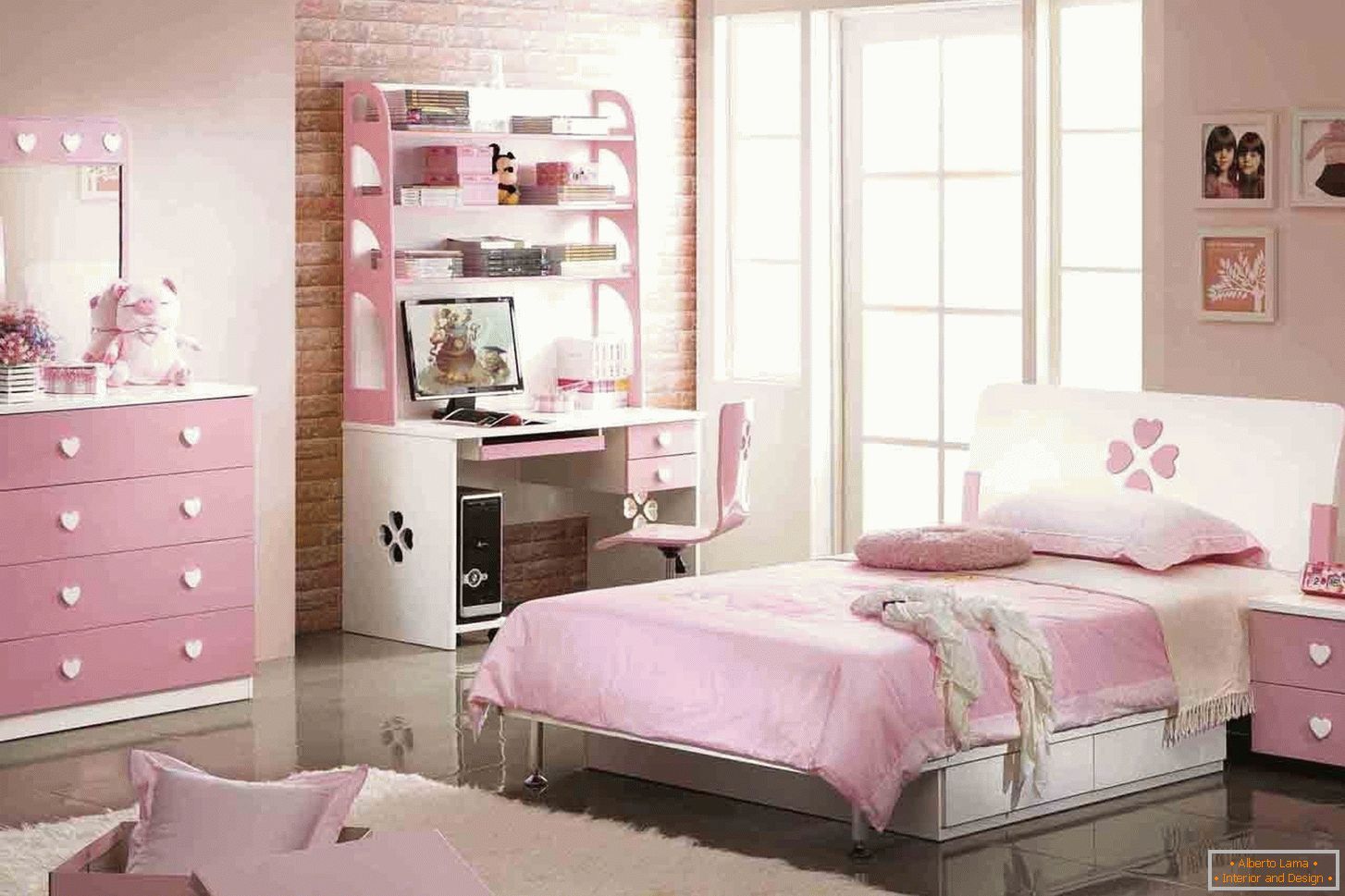 Conception d'une chambre pour un adolescent en couleur rose